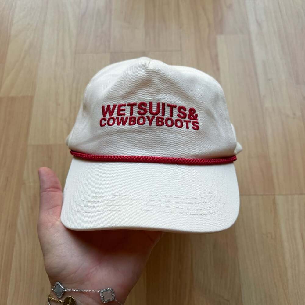 LE SURF Wetsuits & Cowboy Boots Hat One Size White Red Snapback